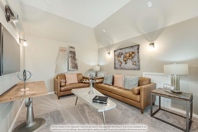 1107 Peacock Ln, Wylie, TX 75098 - carpeted living room with vaulted ceiling and baseboards
