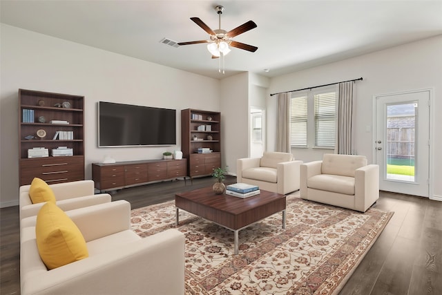 855 Revere Ct, Fate, TX 75189 - living area featuring wood finished floors and a ceiling fan
