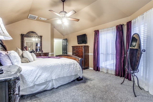 2318 Sparrow Dr, Forney, TX 75126 - bedroom featuring vaulted ceiling, carpet floors, ceiling fan, and baseboards