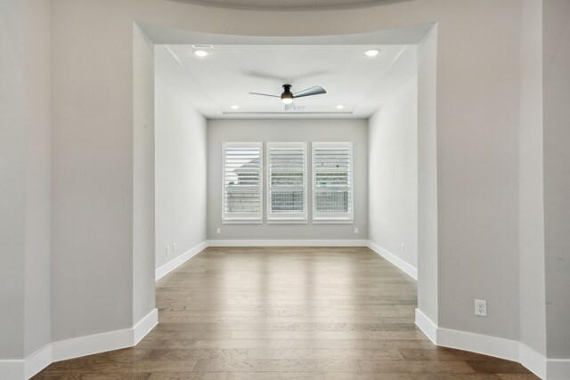 4106 Tamarack Ln, Royse City, TX 75189 - unfurnished room featuring wood finished floors, ceiling fan, baseboards, and recessed lighting