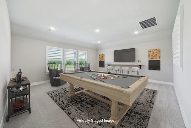 4106 Tamarack Ln, Royse City, TX 75189 - game room featuring light colored carpet, baseboards, billiards table, and recessed lighting