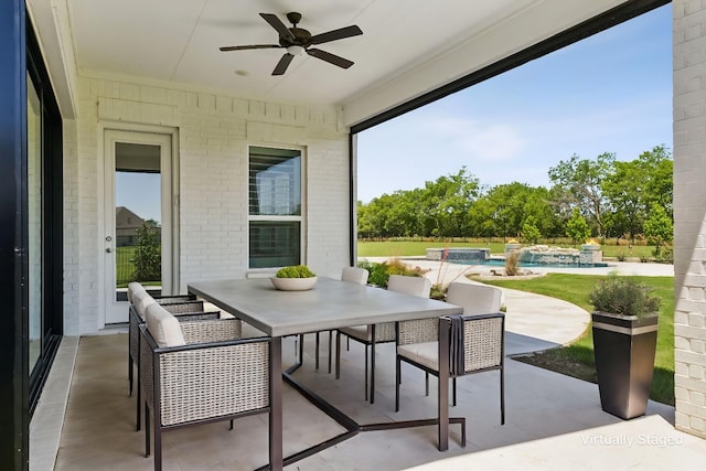 4106 Tamarack Ln, Royse City, TX 75189 - view of patio / terrace featuring ceiling fan, outdoor dining area, an in-ground hot tub, and an outdoor pool