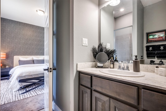 433 Silver Chase Dr, Keller, TX 76248 - full bathroom featuring wallpapered walls, vanity, connected bathroom, and an accent wall