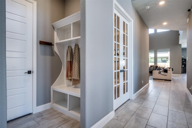 433 Silver Chase Dr, Keller, TX 76248 - mudroom featuring baseboards, french doors, and recessed lighting
