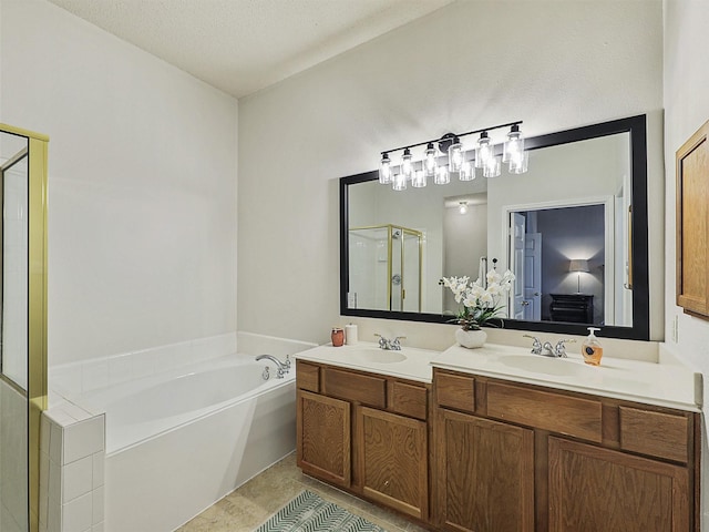 6023 Vista Ln, Sachse, TX 75048 - full bath featuring a bath, a stall shower, and double vanity