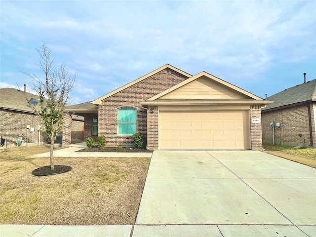 6940 Freeboard Way, Fort Worth, TX 76179 - single story home featuring brick siding, an attached garage, driveway, and a front lawn