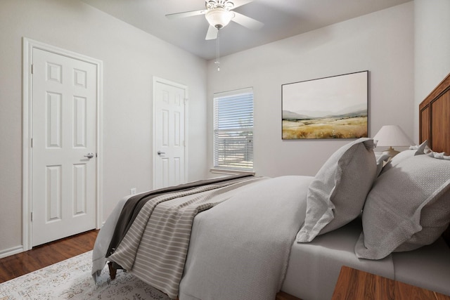 6132 Farrah Dr, Fort Worth, TX 76131 - bedroom featuring wood finished floors and ceiling fan