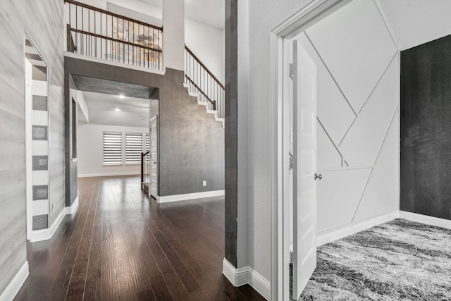 906 Overton Ave, Celina, TX 75009 - hall featuring hardwood / wood-style floors, baseboards, and stairs