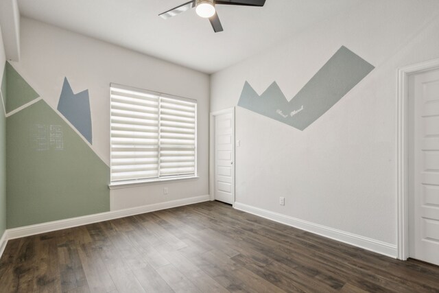 906 Overton Ave, Celina, TX 75009 - empty room featuring a ceiling fan, dark wood finished floors, and baseboards
