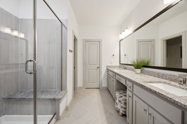 317 Mcconathy Way, Flower Mound, TX 75028 - full bathroom with double vanity and a stall shower