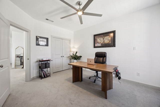 317 Mcconathy Way, Flower Mound, TX 75028 - office space with light colored carpet, a ceiling fan, and baseboards