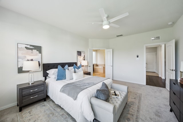 1901 Brahorn Ln, Fort Worth, TX 76131 - bedroom featuring carpet floors, a ceiling fan, connected bathroom, and baseboards