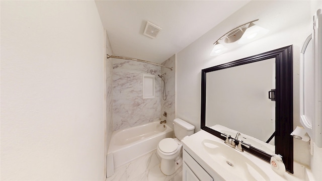 4917 Meadow Vista Pl, Garland, TX 75043 - full bathroom featuring vanity, shower / tub combination, and toilet