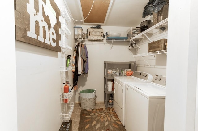 6304 Kary Lynn Dr S, Watauga, TX 76148 - laundry room featuring separate washer and dryer and tile patterned flooring