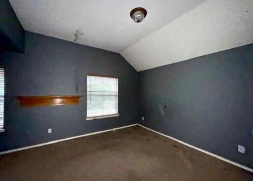712 Mistymoor Ln, Fort Worth, TX 76052 - additional living space featuring vaulted ceiling, carpet flooring, and baseboards