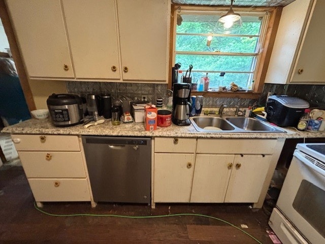 4132 Fm 546, Princeton, TX 75407 - kitchen featuring dishwasher, white range with electric cooktop, a sink, and light countertops