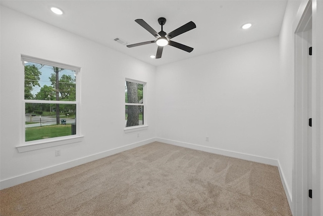 2738 W Washington St, Denison, TX 75020 - carpeted empty room with recessed lighting, baseboards, and a ceiling fan