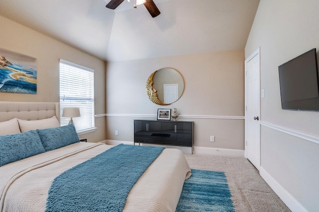 5946 Wallis Dr, Frisco, TX 75033 - carpeted bedroom with lofted ceiling and a ceiling fan