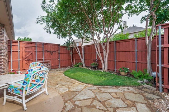 5946 Wallis Dr, Frisco, TX 75033 - fenced backyard featuring a patio area and a gate