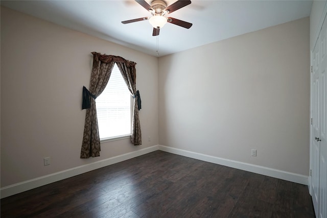 720 Madeline Ct, Azle, TX 76020 - spare room featuring dark wood-style floors, a ceiling fan, and baseboards