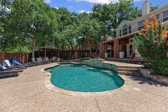 5655 Redgum Dr, Fort Worth, TX 76244 - view of pool with a gazebo, a patio, and a fenced backyard