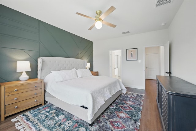 3501 Alamosa River Dr, Prosper, TX 75078 - bedroom with wood finished floors, baseboards, and a ceiling fan