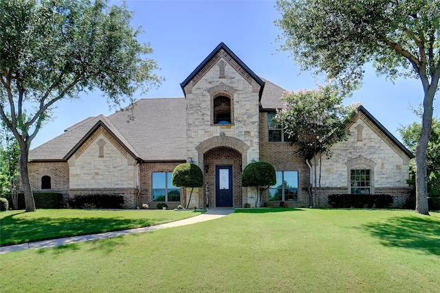 950 Roxbury Way, Keller, TX 76248 - french country inspired facade with stone siding, a front lawn, and brick siding