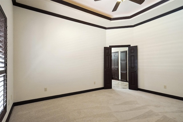 950 Roxbury Way, Keller, TX 76248 - empty room featuring light colored carpet, ceiling fan, crown molding, and baseboards