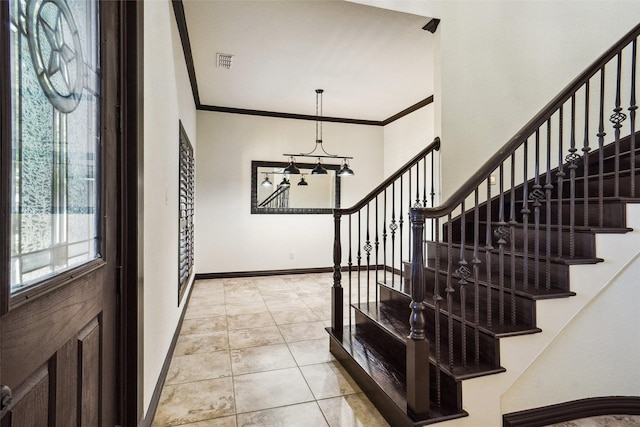 950 Roxbury Way, Keller, TX 76248 - entryway featuring stairway, crown molding, and baseboards