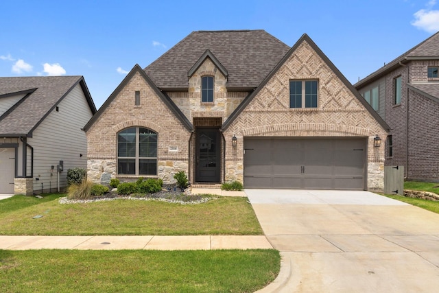 2316 Lazy Dog Ln, Northlake, TX 76247 - view of front of property with stone siding, concrete driveway, and brick siding