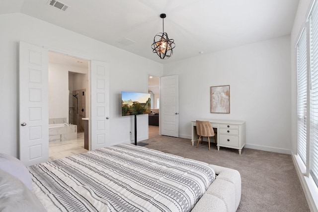 2316 Lazy Dog Ln, Northlake, TX 76247 - carpeted bedroom featuring multiple windows, a chandelier, and baseboards