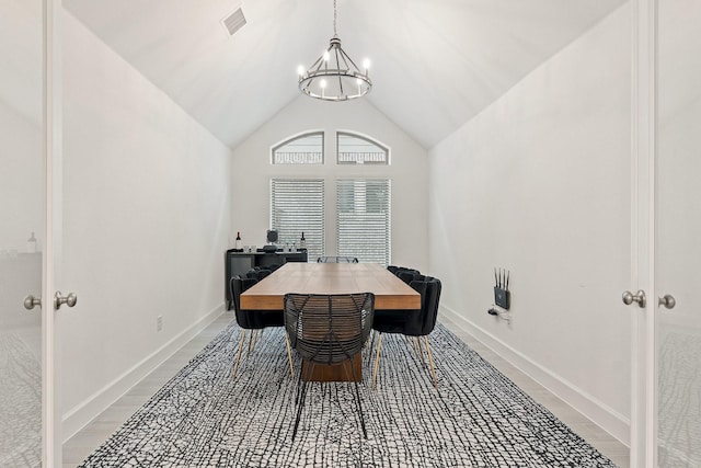 2316 Lazy Dog Ln, Northlake, TX 76247 - dining area with a chandelier, lofted ceiling, and baseboards