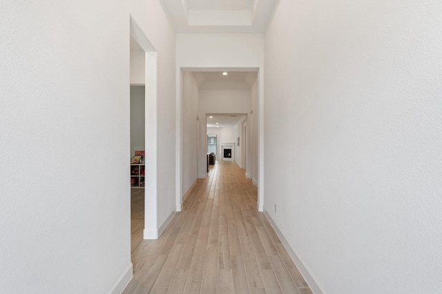 2316 Lazy Dog Ln, Northlake, TX 76247 - hallway with baseboards, light wood-style flooring, and recessed lighting