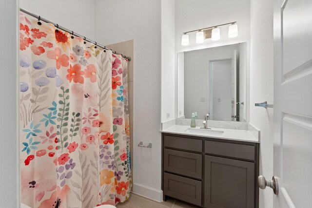 2316 Lazy Dog Ln, Northlake, TX 76247 - full bath featuring vanity, curtained shower, and baseboards