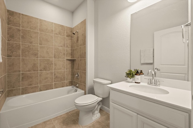 818 Birdie Dr, Allen, TX 75013 - full bath featuring toilet, vanity, washtub / shower combination, and tile patterned floors