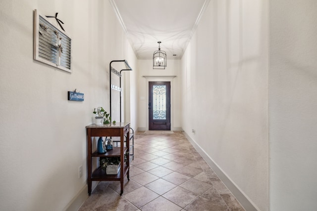 1685 Laramie Ln, Burleson, TX 76028 - foyer entrance featuring baseboards, a chandelier, and light tile patterned floors