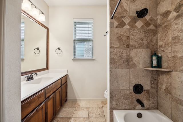 1685 Laramie Ln, Burleson, TX 76028 - full bath with vanity, toilet, shower / bathtub combination, and baseboards
