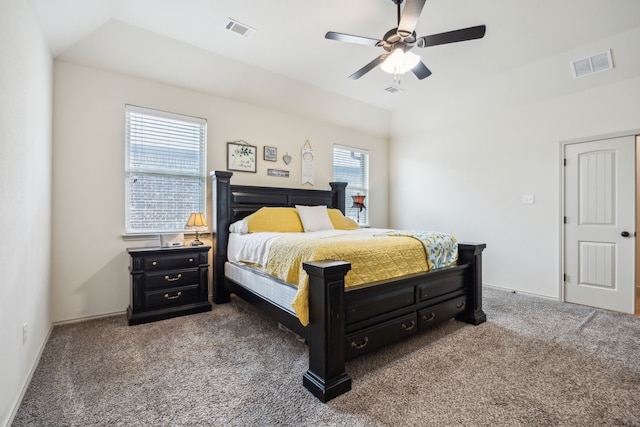 1685 Laramie Ln, Burleson, TX 76028 - carpeted bedroom featuring lofted ceiling and ceiling fan