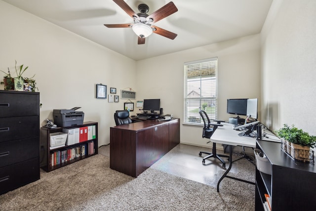 1685 Laramie Ln, Burleson, TX 76028 - carpeted home office with a ceiling fan