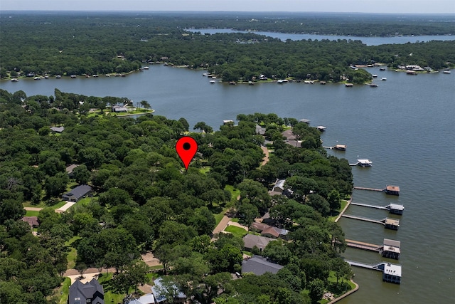 120 Royalwood Dr, Mabank, TX 75156 - bird's eye view of a heavily wooded area and a nearby body of water
