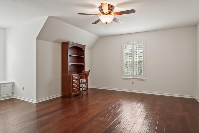 6815 Fm 1830, Argyle, TX 76226 - additional living space with a ceiling fan, dark wood-type flooring, and vaulted ceiling