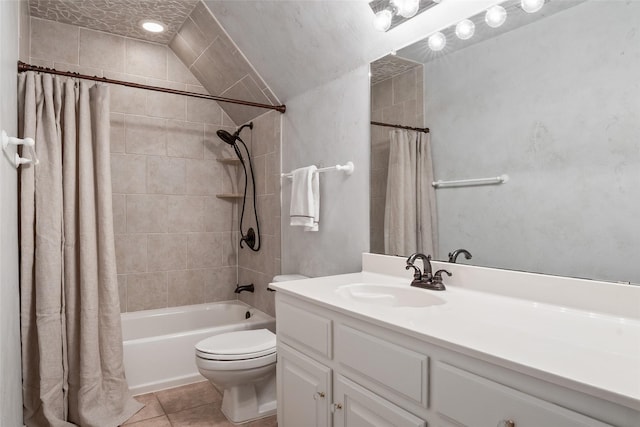 6815 Fm 1830, Argyle, TX 76226 - bathroom featuring vanity, shower / tub combo with curtain, and tile patterned flooring