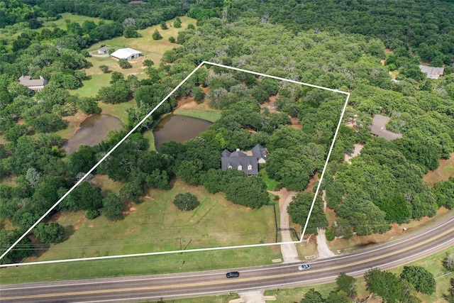 6815 Fm 1830, Argyle, TX 76226 - aerial overview of property's location with property parcel outlined and a nearby body of water
