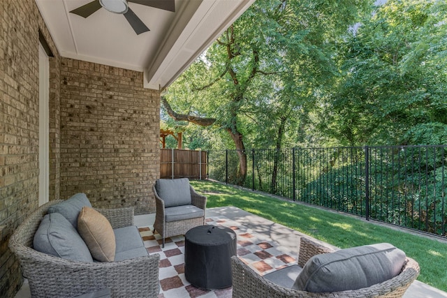 7885 Hickory Branch Dr, Frisco, TX 75034 - view of patio featuring a ceiling fan and outdoor lounge area