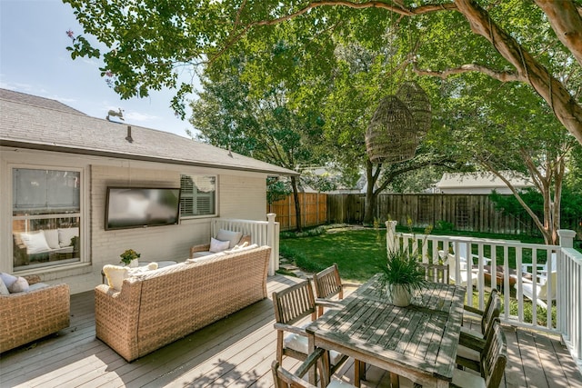 5022 W Hanover Ave, Dallas, TX 75209 - wooden terrace featuring an outdoor hangout area and outdoor dining space