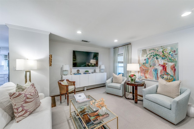 5022 W Hanover Ave, Dallas, TX 75209 - living area featuring crown molding, recessed lighting, and baseboards