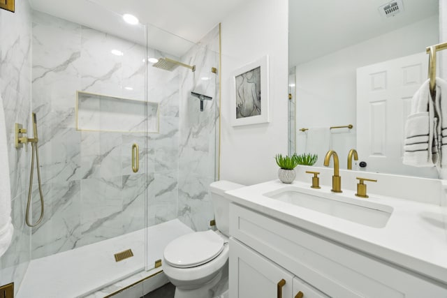 1833 Chamberlain Dr, Carrollton, TX 75007 - bathroom with toilet, a marble finish shower, and vanity