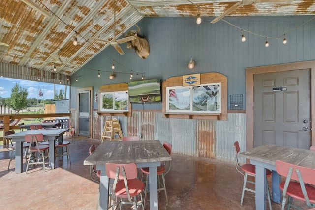 8700 Fm 920, Peaster, TX 76088 - dining space with finished concrete floors and high vaulted ceiling