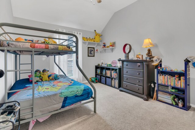 6504 Bluebird Dr, Arlington, TX 76001 - carpeted bedroom featuring lofted ceiling and baseboards