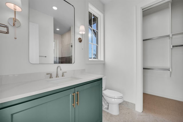 206 Laila Ct, Colleyville, TX 76034 - full bath featuring vanity, toilet, a shower, recessed lighting, and baseboards